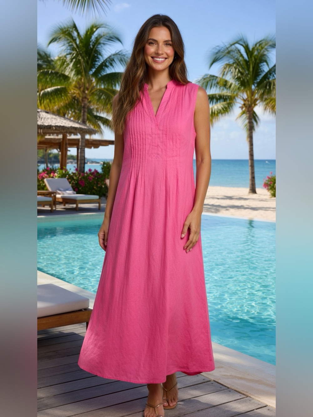 Willow Ridge Hot Pink Sleeveless Maxi Swim Cover-Up size XL